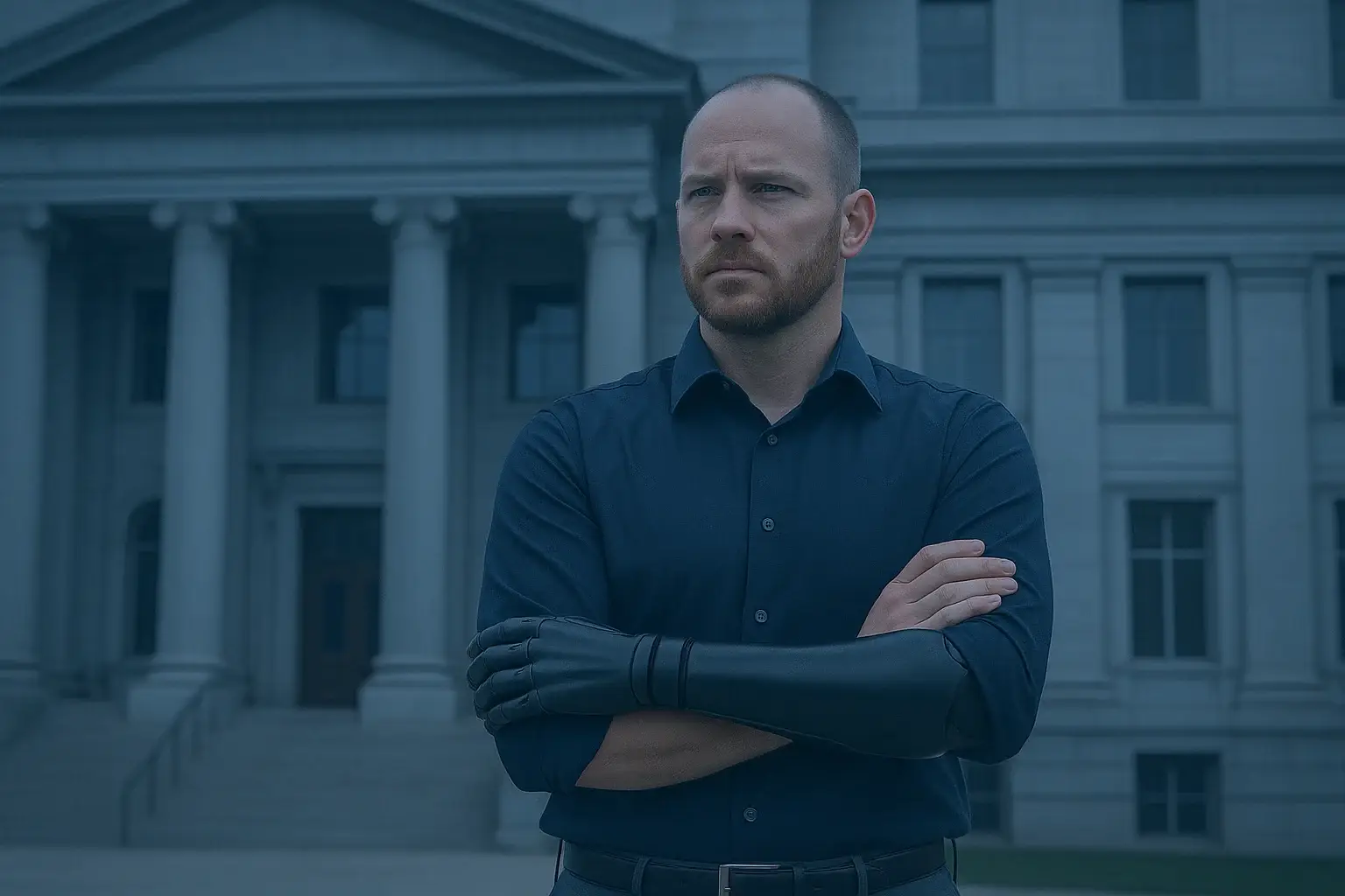 Man with injury in front of courthouse - Colorado Amputation Injury Attorney in Aurora, CO