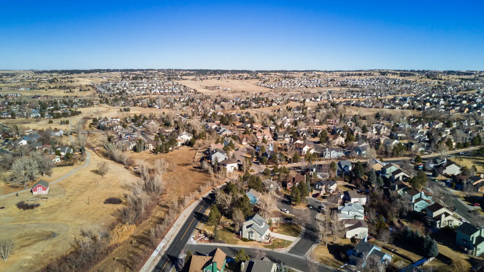 Aerial View Arapahoe County Neighborhood — local car accident attorney hero image