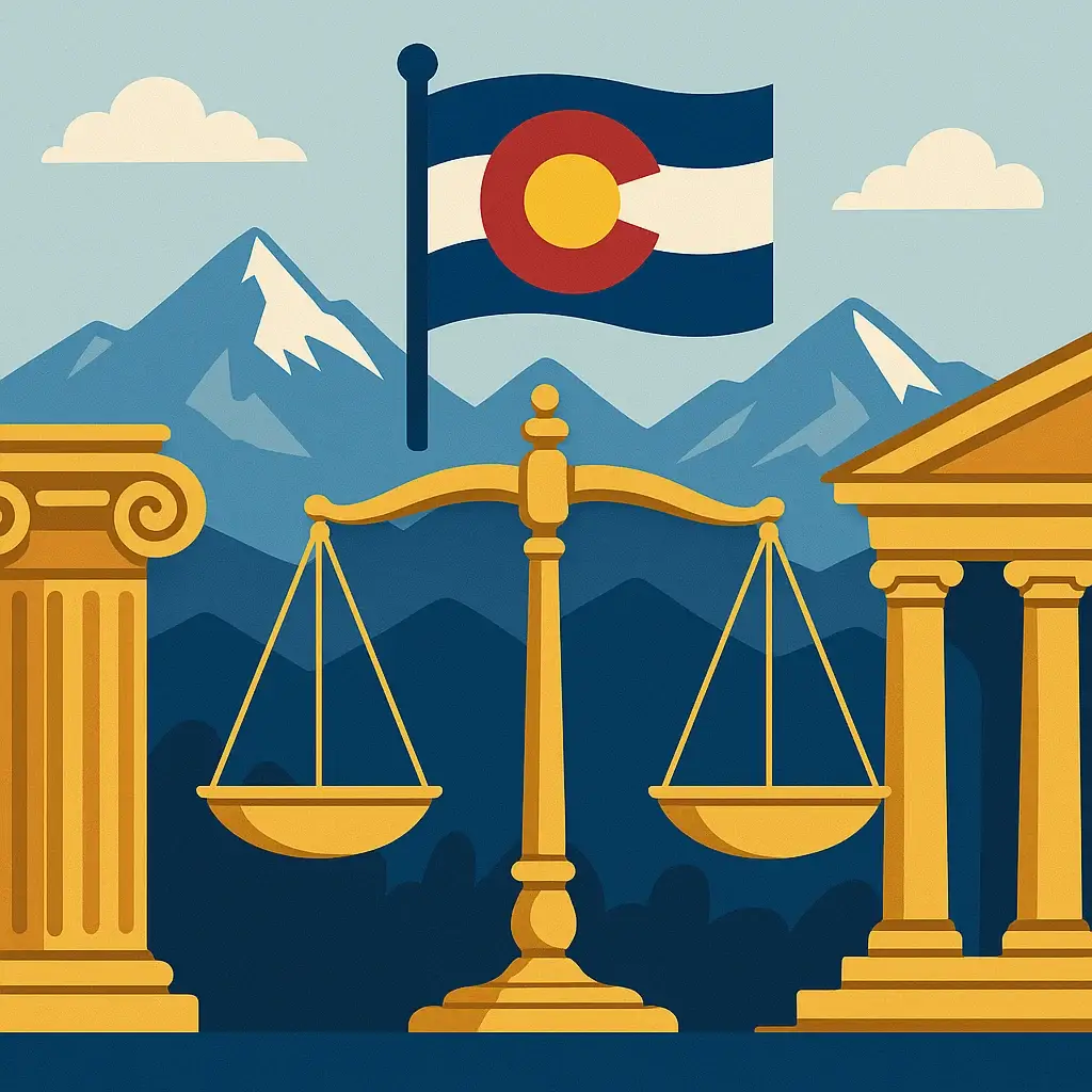 Abstract Justice Theme with Mountains - Colorado Sentencing and Penalties